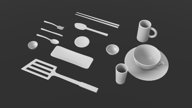 食器類3DCG素材 OBJ