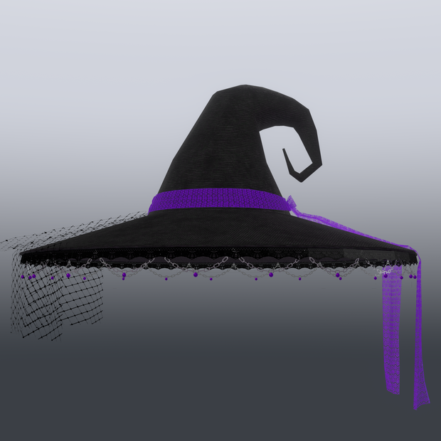 レースチェーンゴシック魔女の帽子【VRChat想定】
