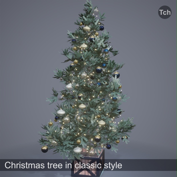 Christmas tree in classic style (3D) | クラシックスタイルのクリスマスツリー（3D）