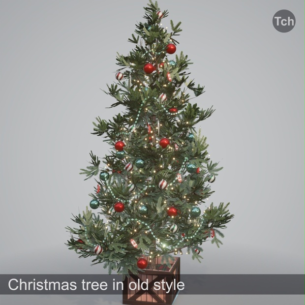 Christmas tree in old style (3D) | オールド スタイルのクリスマス ツリー (3D)