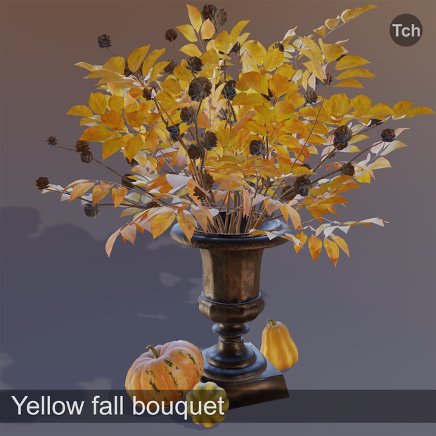 Yellow fall bouquet (3D) | 黄色い秋の花束（3D）