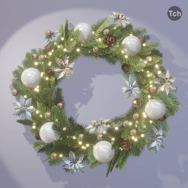 Christmas wreath in scandi style (3D) | スカンジナビアスタイルのクリスマスリース (3D)