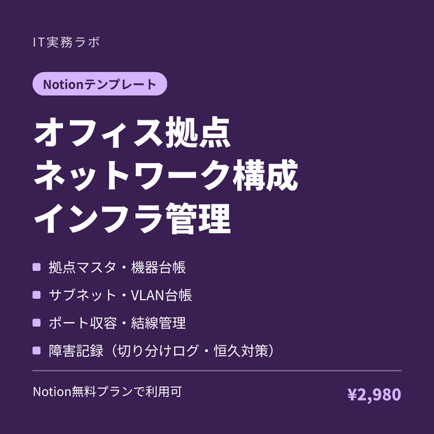 オフィス拠点ネットワーク構成インフラ管理