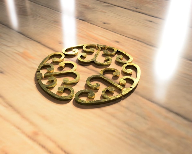 家紋3Dシリーズ　No.0018三つ割り蕨