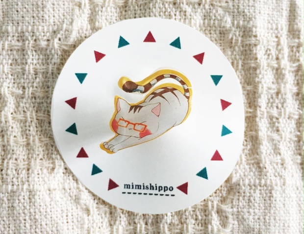 メガネコ プラ板ブローチ Mimishippo Booth