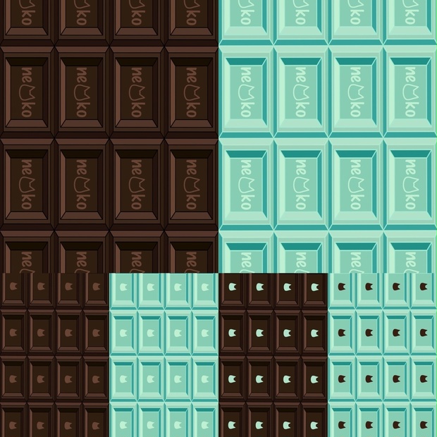 背景 壁紙 可愛い猫柄のチョコレート 板チョコ風 イラスト 6color 1500 2668 猫雑貨meru Mugi Booth