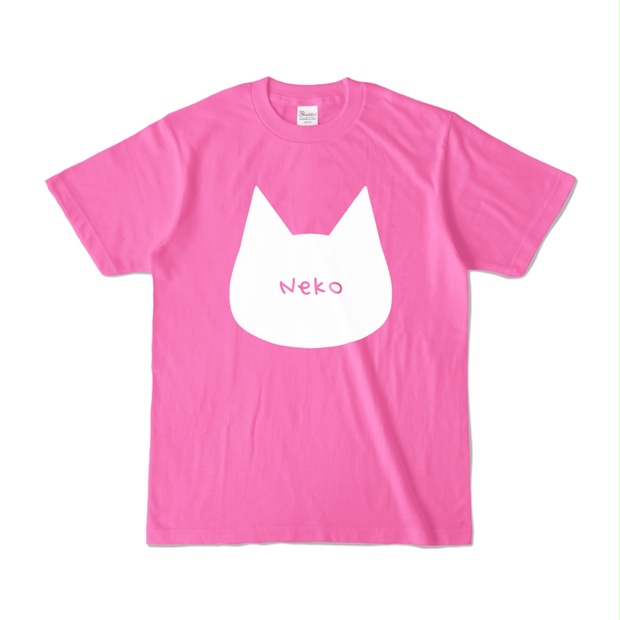 ピンク】シンプルでかわいい猫柄Tシャツ 白猫 男女兼用 レディース 