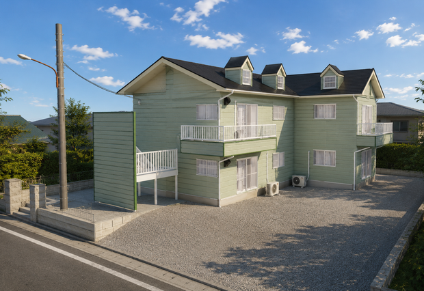 【日本の風景】日本のアパート01｜住宅街背景3Dモデル【Unity・VRChat対応】
