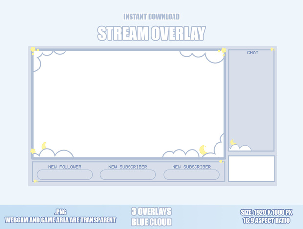 【配信用オーバーレイ/STREAM OVERLAYS】TWITCH 青　雲