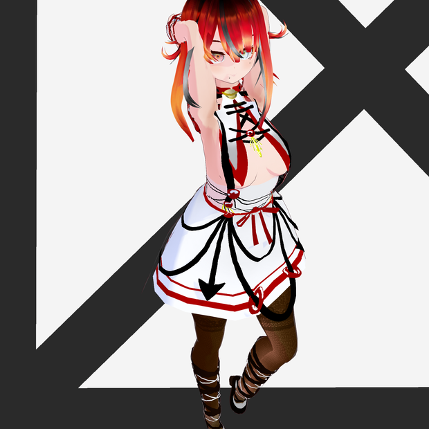 【VRM用】下乳の見えるセパレートワンピース（カラバリあり）