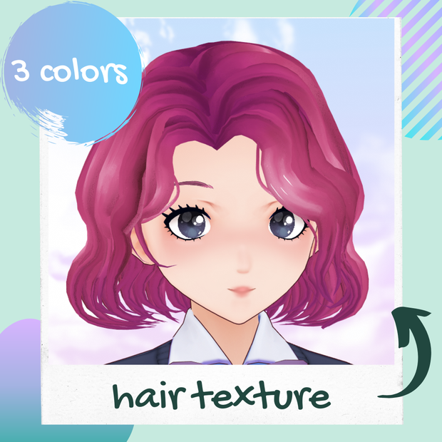 [Free/無料] VRoid hair texture - watercolor ombre - 3 colors / Texture pour cheveux VRoid - ombré aquarelle - 3 couleurs / VRoid 髪テクスチャー(全3種)