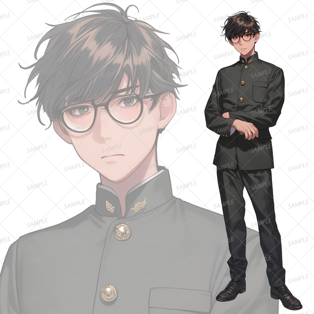 【背景透過_立ち絵】モブ男子高校生B【学生】