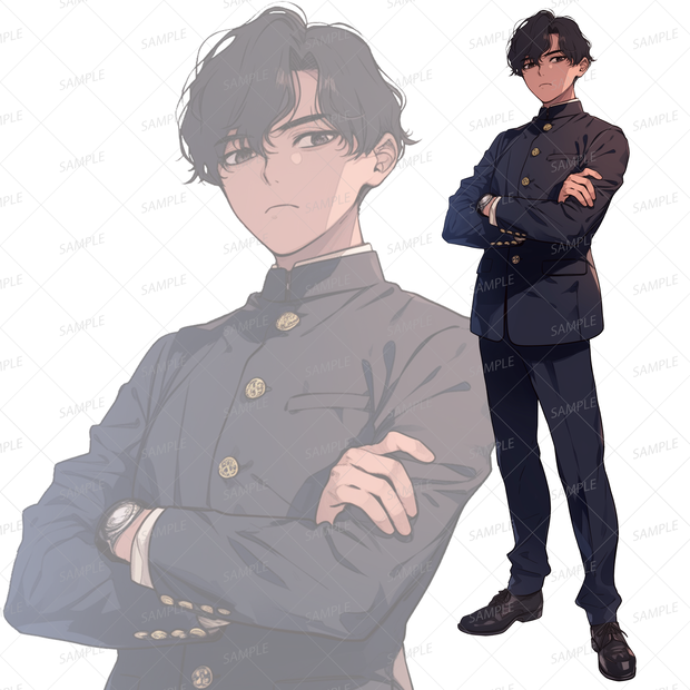 【背景透過_立ち絵】モブ男子高校生D【学生】