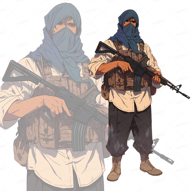 【背景透過_立ち絵】傭兵F【ミリタリー】