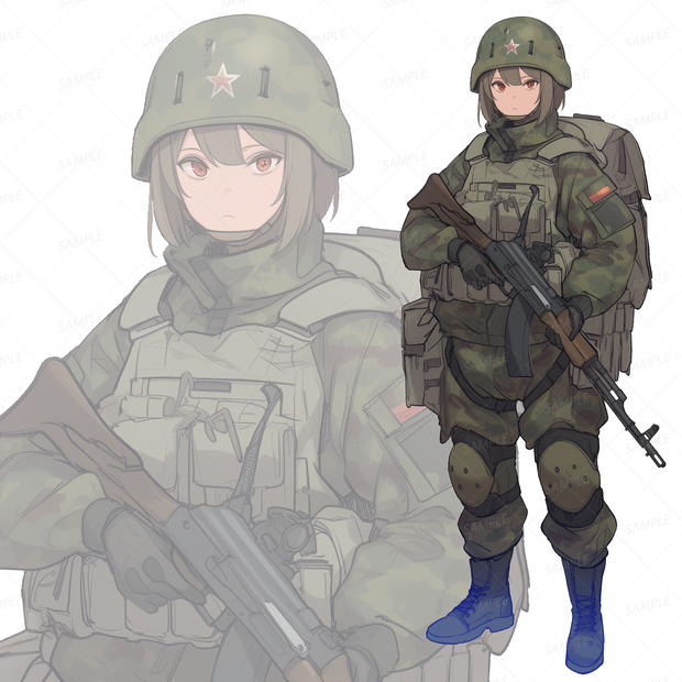 【背景透過_立ち絵】軍人L【ミリタリー】