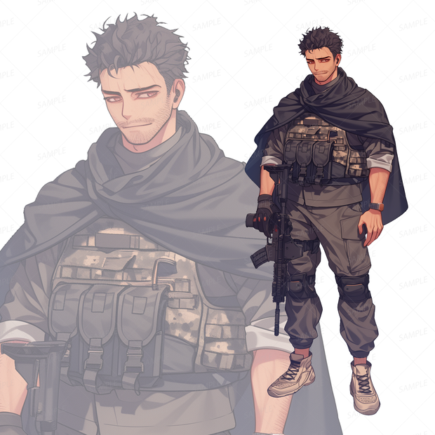 【背景透過_立ち絵】傭兵G【ミリタリー】