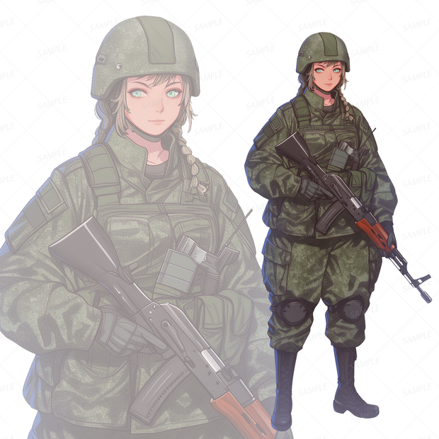 【背景透過_立ち絵】軍人M【ミリタリー】