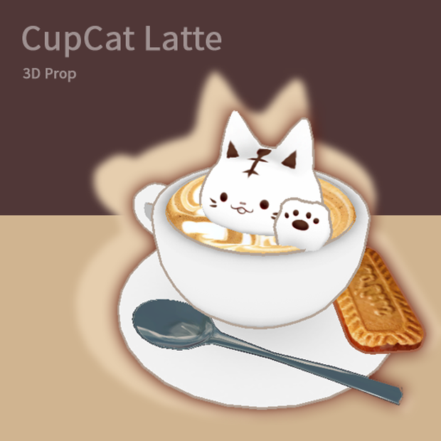 CupCat Latte【無料】【VRChat向け3Dモデル】