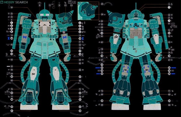ZAKU（blenderモデリング用図面）