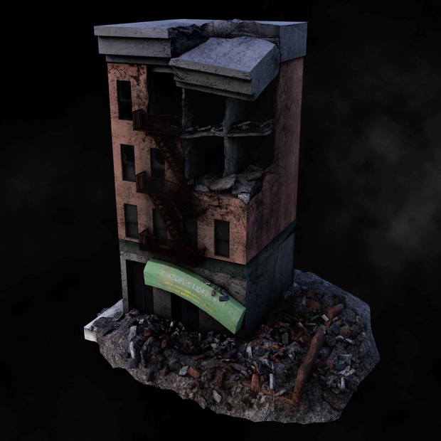 3Dモデル_broken_building