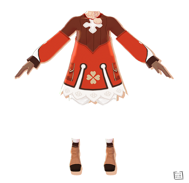 【Vroid用】Klee Version 1 (Top Inner, Top Outer ,Bottom ,Boots ) from Genshin Impact 【2021 ver】