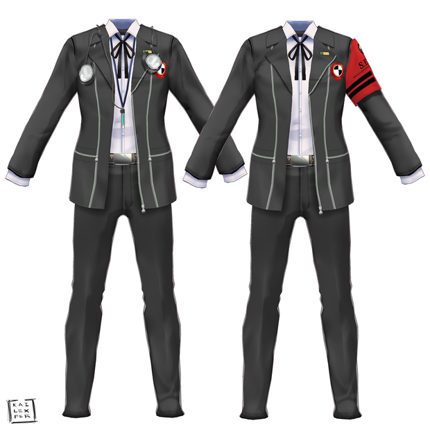 【Vroid用】 Persona 3 Reload MC Uniform (Uniform+Armband+MP3+Earphones))