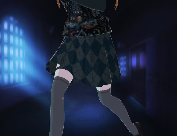 Spooky Navy/grey pleated school skirt