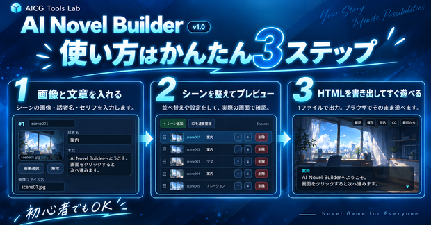 AI Novel Builder｜画像を差し替えるだけでノベルゲームが作れるテンプレート