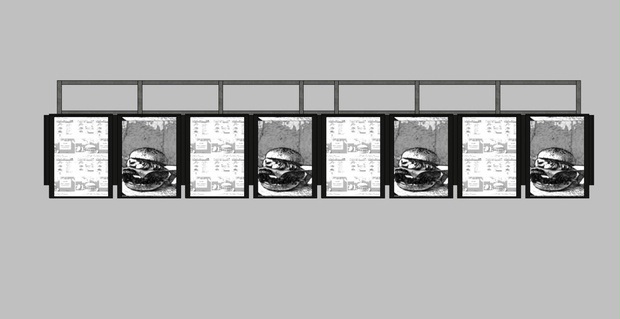ファーストフード　デジタルサイン　Revit ファミリ