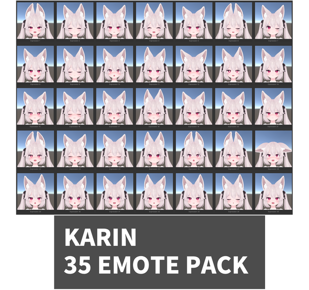 カリン[Karin] 3.0 SDK用 35個 表情 パッケージ [35 Face Emote Package]