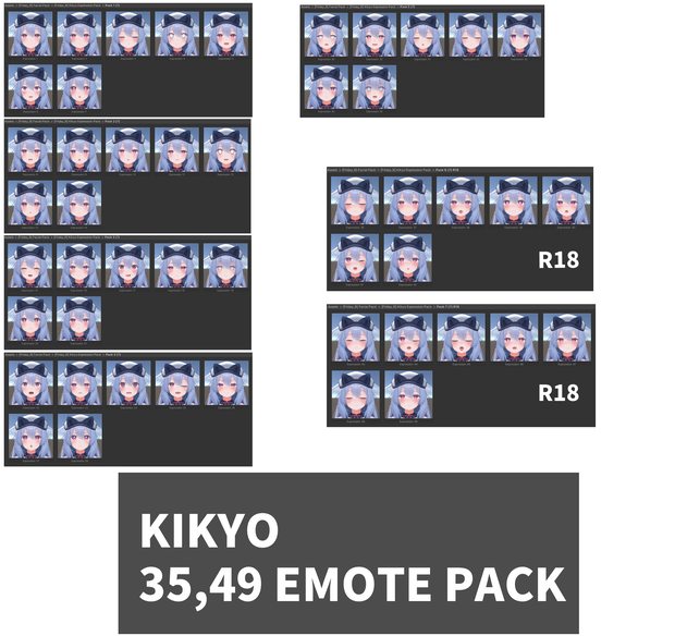 桔梗[Kikyo] 3.0 SDK用 35,49個 表情 パッケージ [35,49 Face Emote Package]