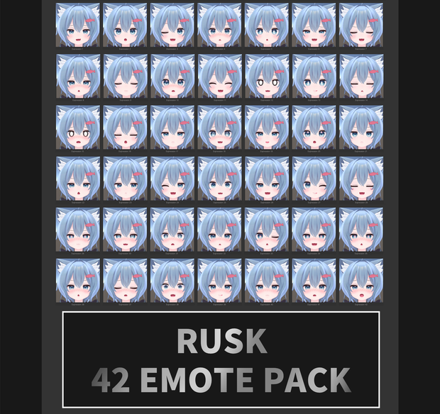 ラスク[Rusk] 3.0 SDK用 42個 表情 パッケージ [42 Face Emote Package]