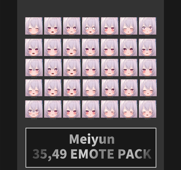 めいゆん[Meiyun] 3.0 SDK, VCC用 35,49個 表情 パッケージ [35,49 Face Emote Package]