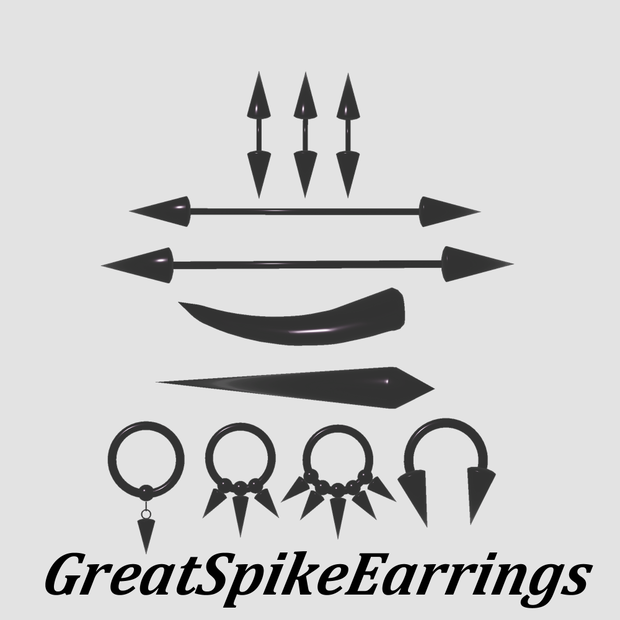 【VRC想定】Great Spike Earrings　みみのこ対応
