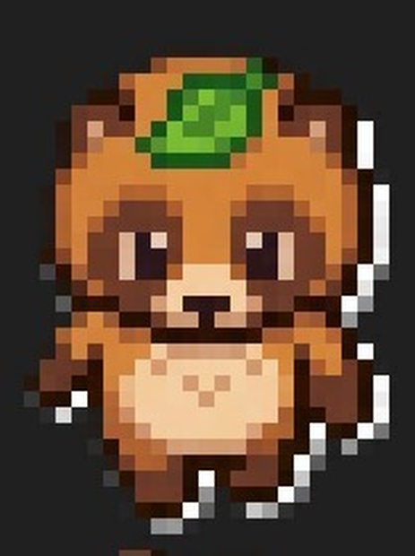 【pictSQUARE用アバターデータ】葉っぱたぬき（ドット絵素材）