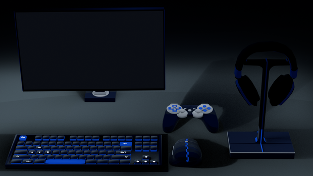 6 Items Low-Poly Gamer Setup Prop Pack 