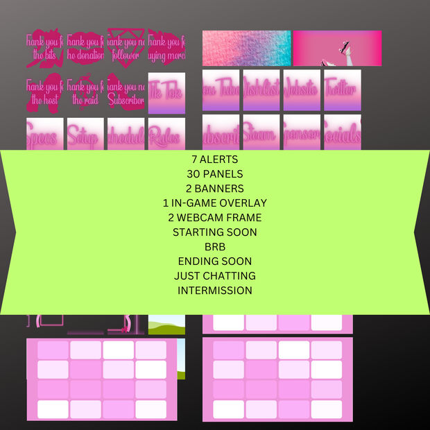 Barbie INSPIRED Twitch Overlay PACKAGE PINK
