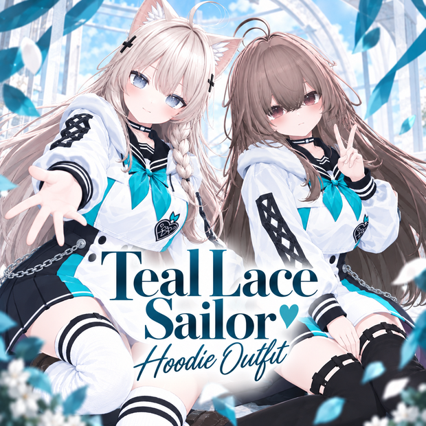 Teal_Lace_Sailor_Hoodie_Outfit【しなの/輝夜対応】