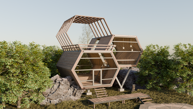 Hex Cabin Low Poly キャビン