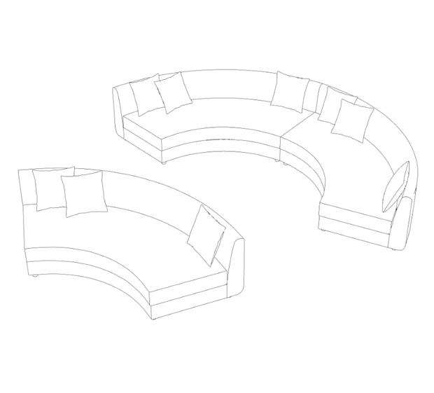 【3D素材】半円形ソファ【クリスタ】