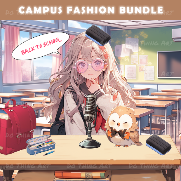 Vtuber Assets School Theme Bundle | High School Theme Bundle | Pre-School Theme Bundle | Twitch Deco | Live Stream Decoration | Kawaii Style