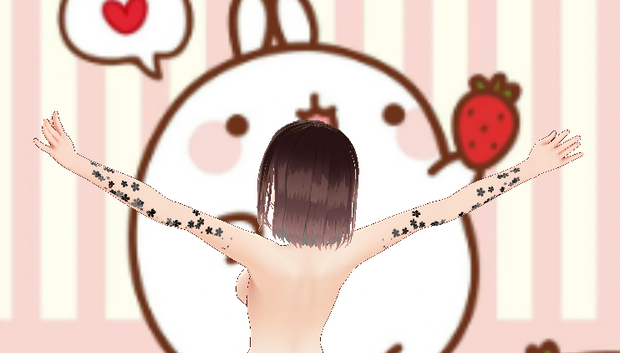 FREE VRoid female arm tattoo FLOWERS PNG