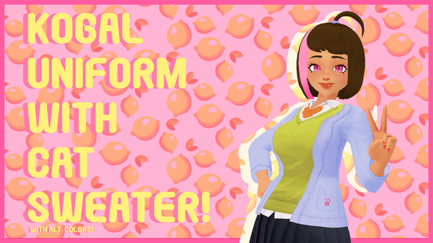  (VRoid) Kogyaru Uniform With Cat Sweater!