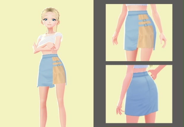 Blue pencil skirt VRoid Orange 