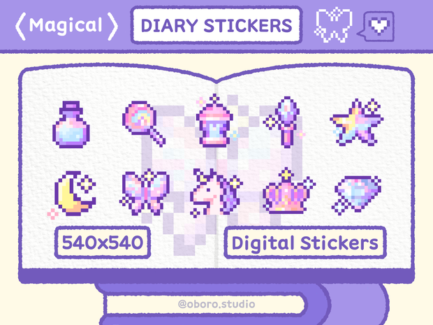ピクセル魔法ステッカーセット / Pixel Magical Sticker Pack