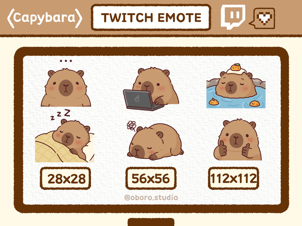 Twitch カピバラ絵文字セット / Cozy Capybara Emote Pack