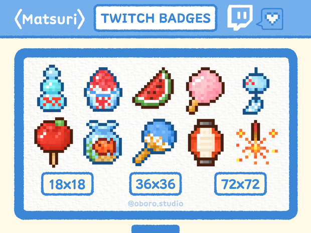Twitch ピクセル祭りバッジセット / Matsuri Pixel Badge Set