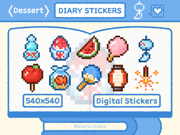 Twitch ピクセル祭りバッジセット / Matsuri Dessert Stiker Pack