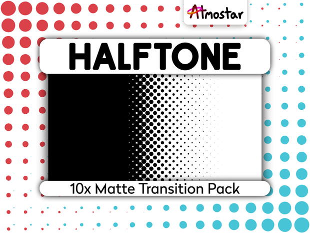 Comic Halftone Matte Transitions - Pack of 10 Animated Retro Art Assets for Live Stream and Video Scene Transitions