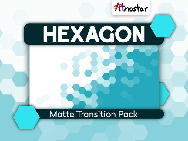 Cyber Hexagon Matte Transitions - Pack of Animated Futuristic Tech Assets for Live Stream and Video Scene Transitions